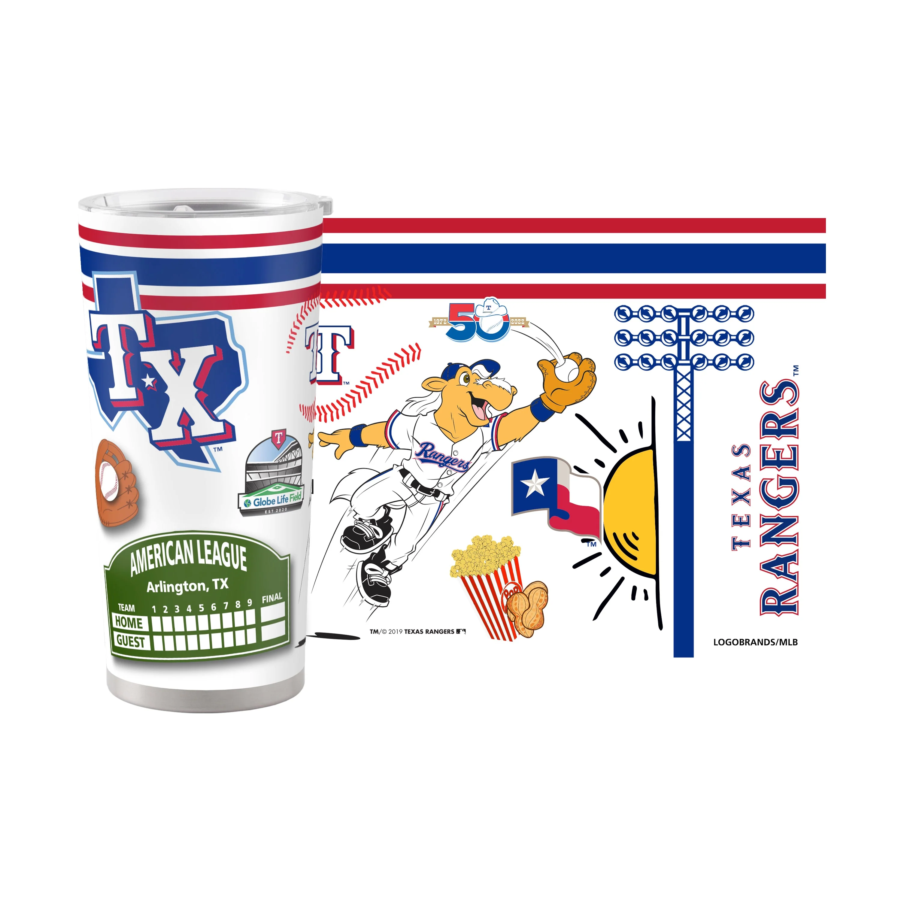 Texas Rangers 20oz Native Stainless Steel Tumbler - Image 2