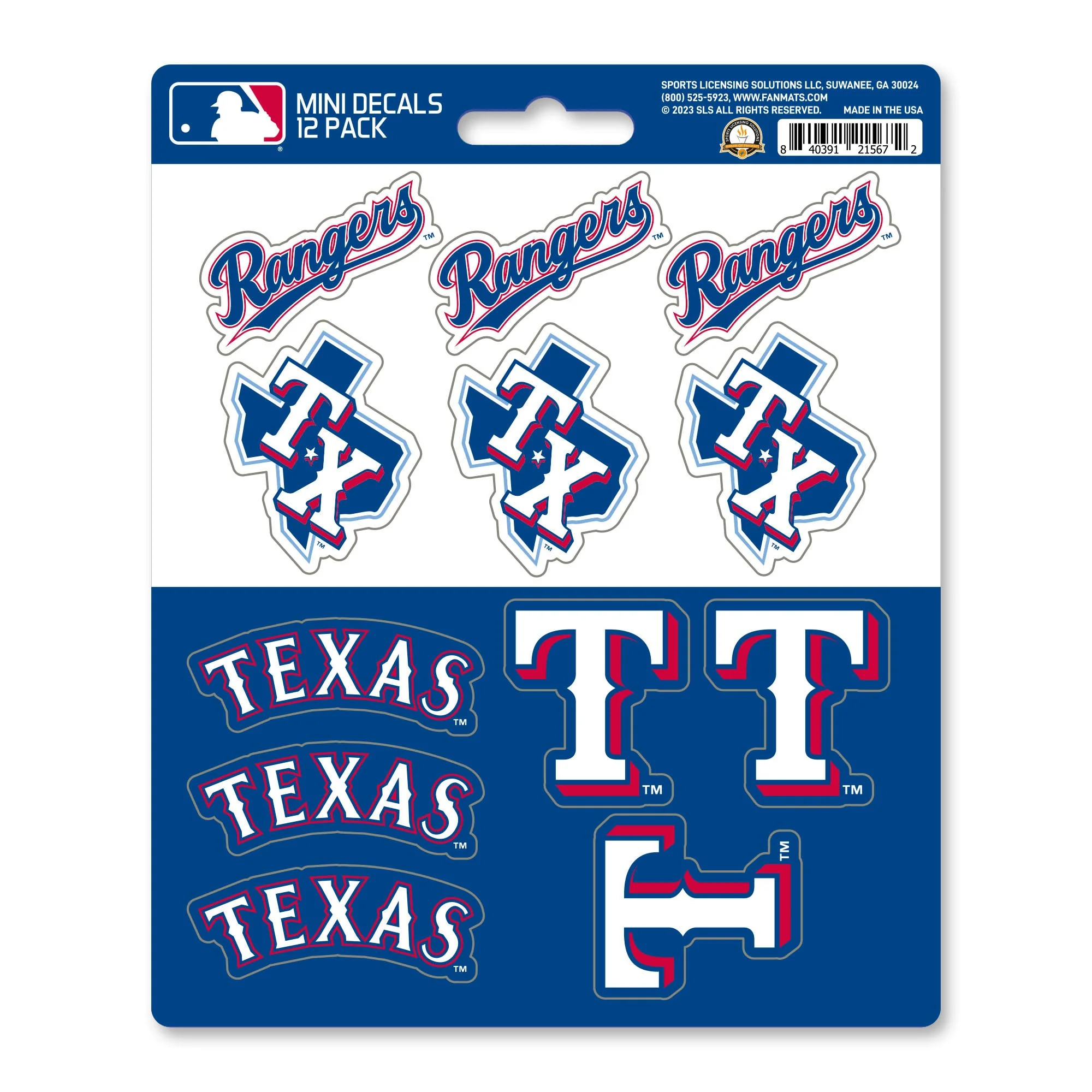 Texas Rangers Mini Decal 12-pk