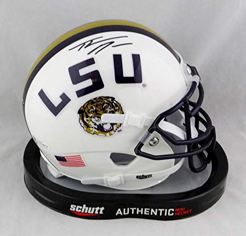 Thaddeus Moss Signed LSU Tigers White Schutt Mini Helmet- Beckett W Auth *Black - Image 3