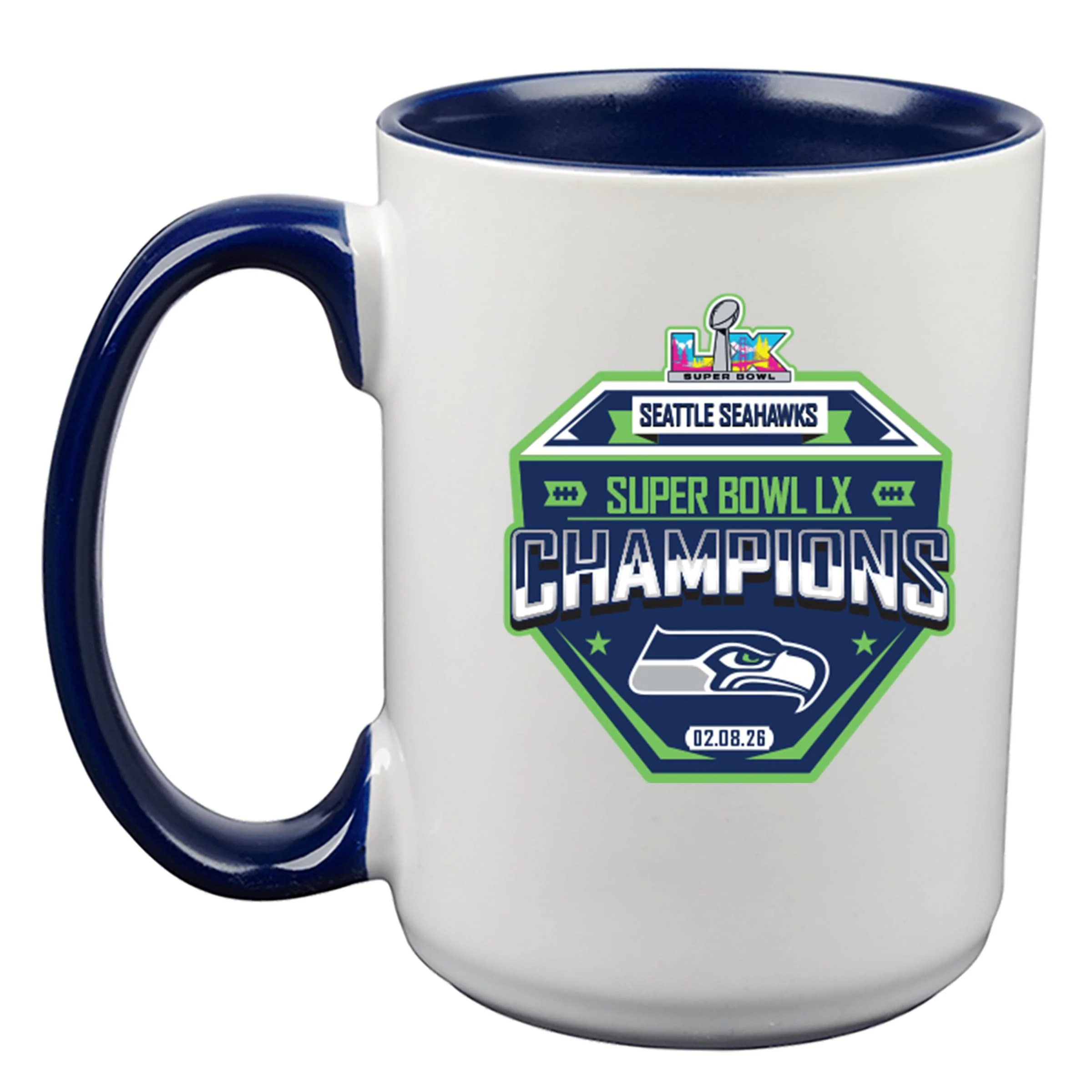The Memory Company Officially Licensed NFL Seattle Seahawks 2026 Super Bowl LX Champions 15oz Ceramic Mug - Image 2