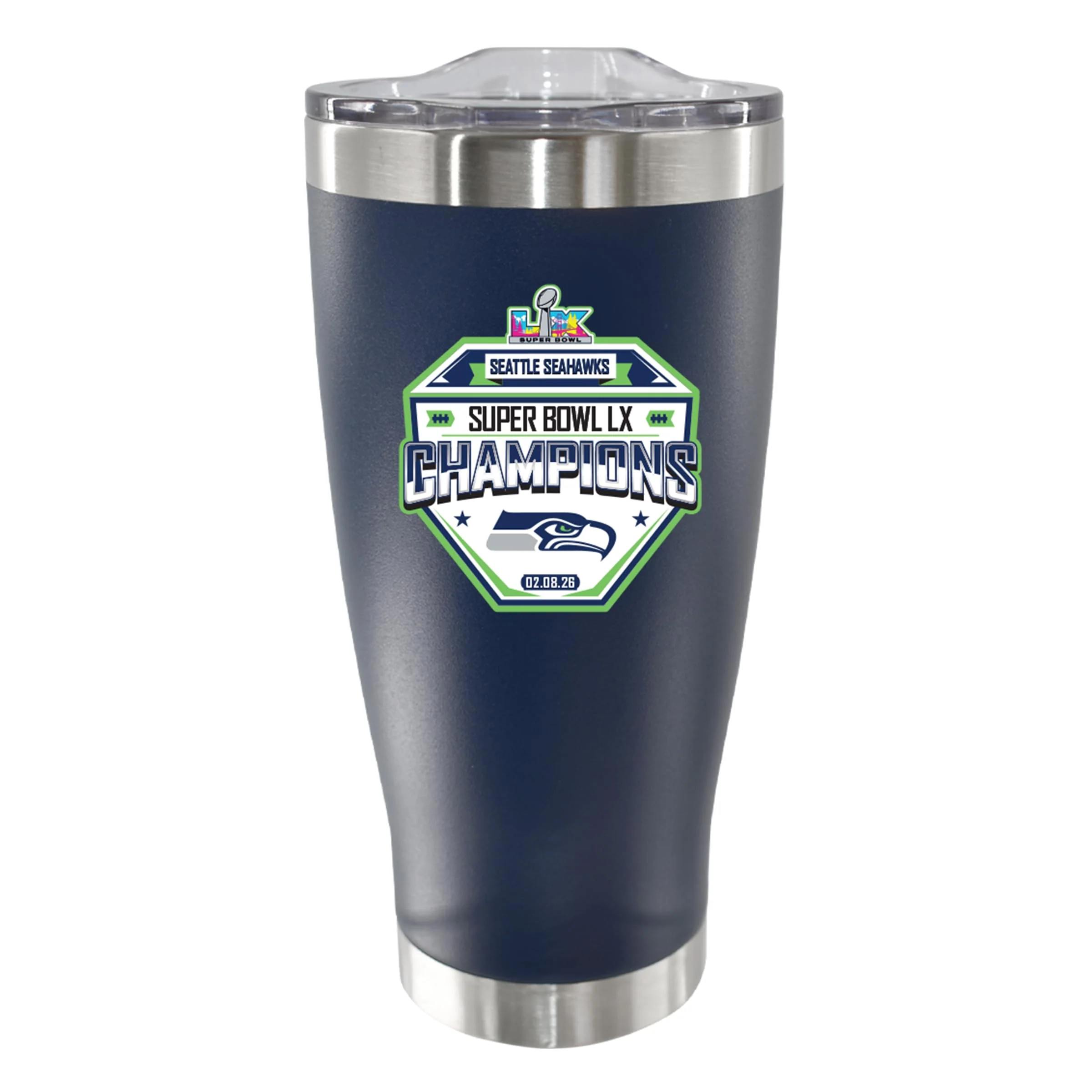 The Memory Company Officially Licensed NFL Seattle Seahawks 2026 Super Bowl LX Champions 20oz Insulated Stainless Steel Travel Mug Tumbler
