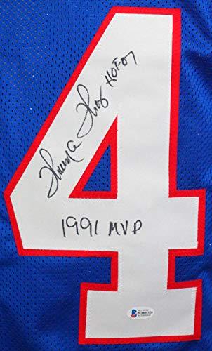 Thurman Thomas Autographed Blue Pro Style Jersey w/NFL/MVP- Beckett W - Image 3