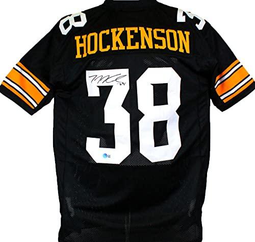 TJ Hockenson Autographed Black College Style Jersey 3- Beckett W Hologram Black