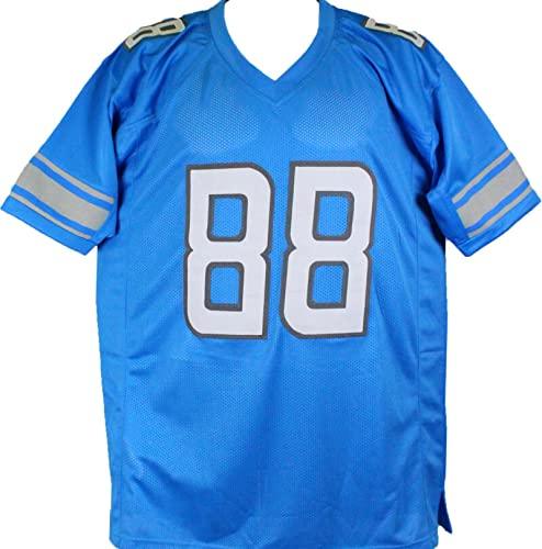 TJ Hockenson Autographed Blue Dbl. Stich Pro Style Jersey L8- Beckett W Hologram Black - Image 2
