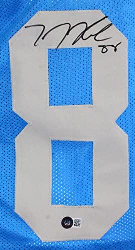 TJ Hockenson Autographed Blue Pro Style Jersey L8- Beckett W Holo Black - Image 3