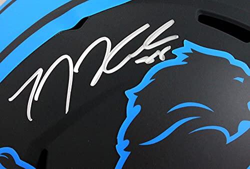 TJ Hockenson Autographed Detroit Lions F/S Eclipse Speed Helmet- Beckett W Hologram Silver - Image 5