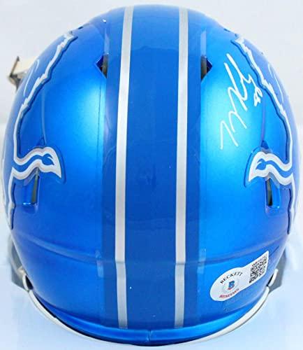 TJ Hockenson Autographed Detroit Lions Flash Speed Mini Helmet-Beckett W Hologram White - Image 2