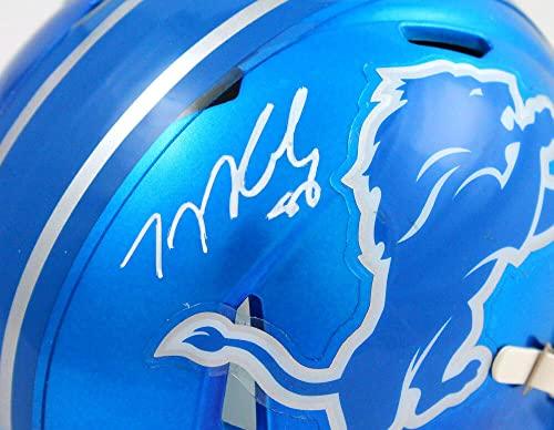 TJ Hockenson Autographed Detroit Lions Flash Speed Mini Helmet-Beckett W Hologram White - Image 3