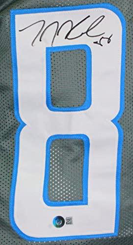 TJ Hockenson Autographed Grey Pro Style Jersey L8- Beckett W Hologram Black - Image 3