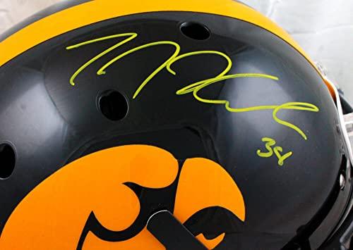 TJ Hockenson Autographed Iowa Hawkeyes Schutt F/S Helmet- Beckett W Hologram Yellow - Image 5