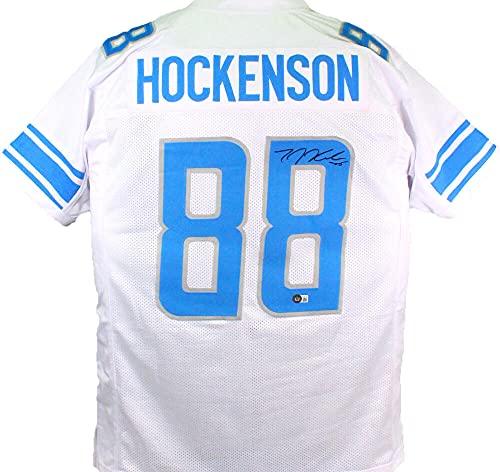 TJ Hockenson Autographed White Pro Style Jersey- Beckett W Holo Black