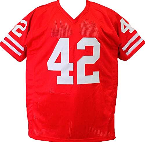 TJ Watt Autographed Red College Style Jersey- Beckett W Hologram Black - Image 2
