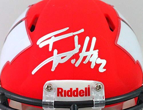 TJ Watt Autographed Wisconsin Badgers AMP Speed Mini Helmet- Beckett W Silver - Image 3