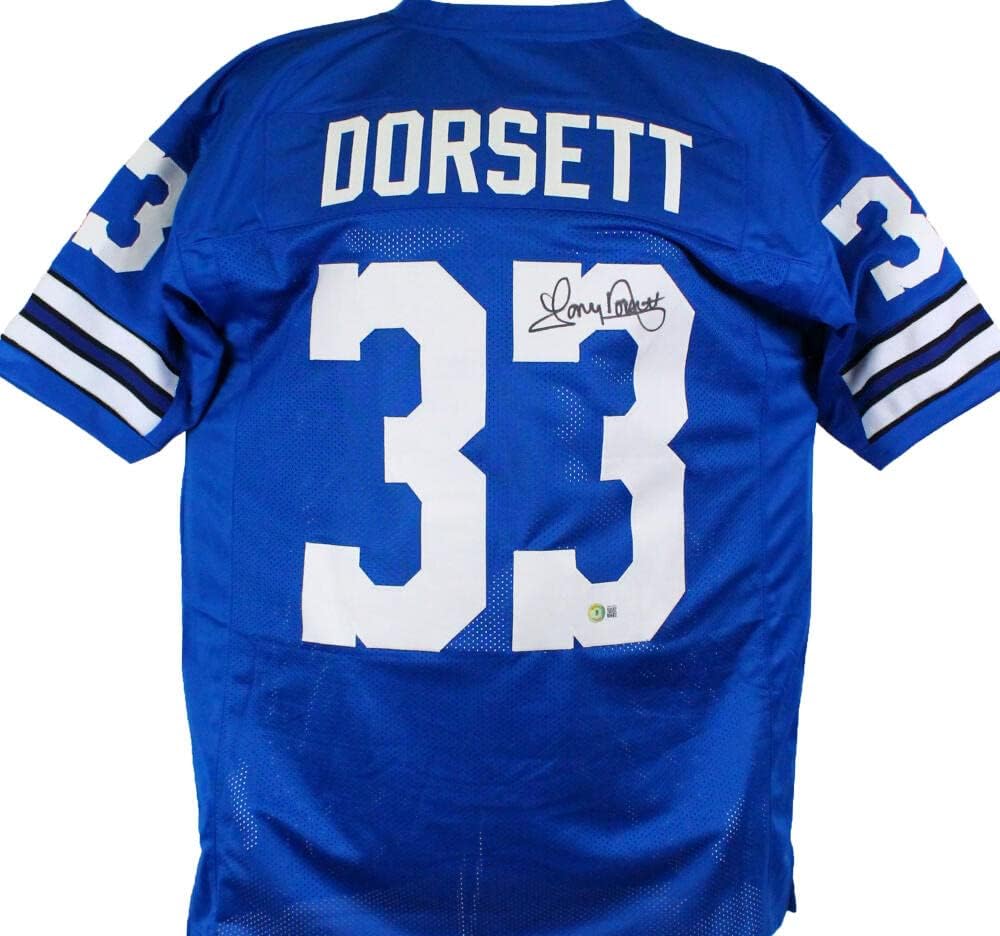 Tony Dorsett Autographed Blue Pro Style Jersey-Beckett W Hologram *Black - Image 4