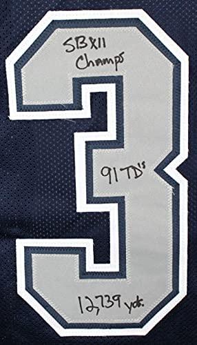 Tony Dorsett Autographed Blue Pro Style Jersey w/ 5 Inscriptions- Beckett W Black - Image 4