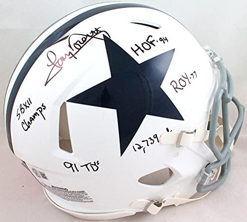 Tony Dorsett Autographed Dallas Cowboys F/S 60-63 TB Speed Authentic Helmet w/5 stats- Beckett W Black