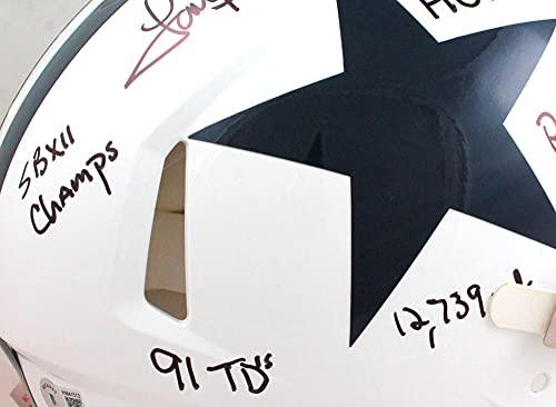 Tony Dorsett Autographed Dallas Cowboys F/S 60-63 TB Speed Authentic Helmet w/5 stats- Beckett W Black - Image 6