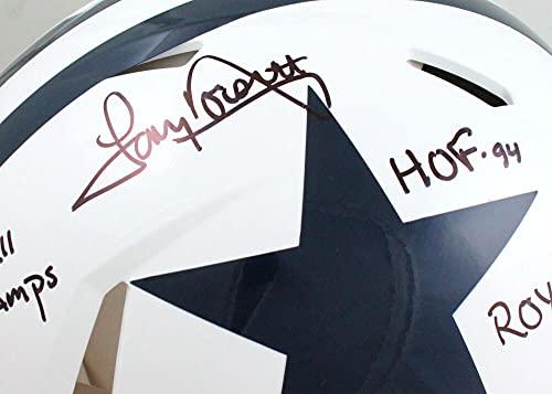 Tony Dorsett Autographed Dallas Cowboys F/S 60-63 TB Speed Authentic Helmet w/5 stats- Beckett W Black - Image 7