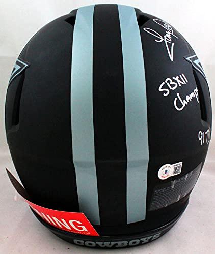 Tony Dorsett Autographed Dallas Cowboys F/S Eclipse Speed Authentic Helmet w/ 5 Insc- Beckett W Silver - Image 3