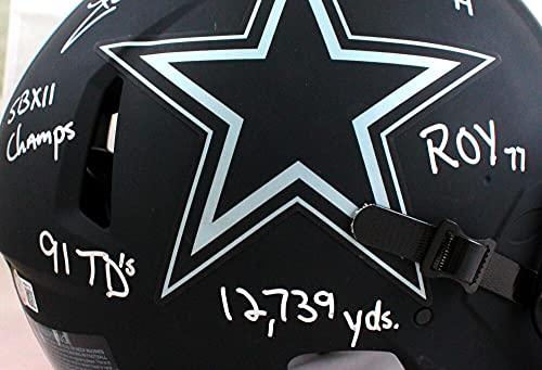 Tony Dorsett Autographed Dallas Cowboys F/S Eclipse Speed Authentic Helmet w/ 5 Insc- Beckett W Silver - Image 6