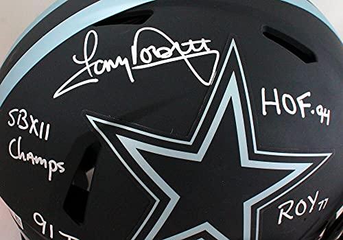 Tony Dorsett Autographed Dallas Cowboys F/S Eclipse Speed Authentic Helmet w/ 5 Insc- Beckett W Silver - Image 7