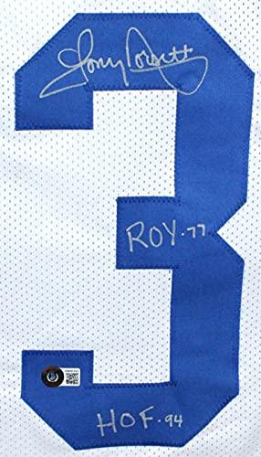 Tony Dorsett Autographed White Pro Style Jersey w/ 5 Inscriptions- Beckett W Silver - Image 3