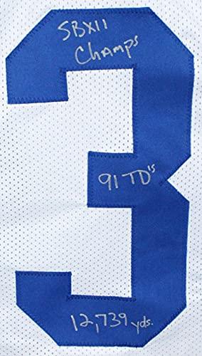 Tony Dorsett Autographed White Pro Style Jersey w/ 5 Inscriptions- Beckett W Silver - Image 4