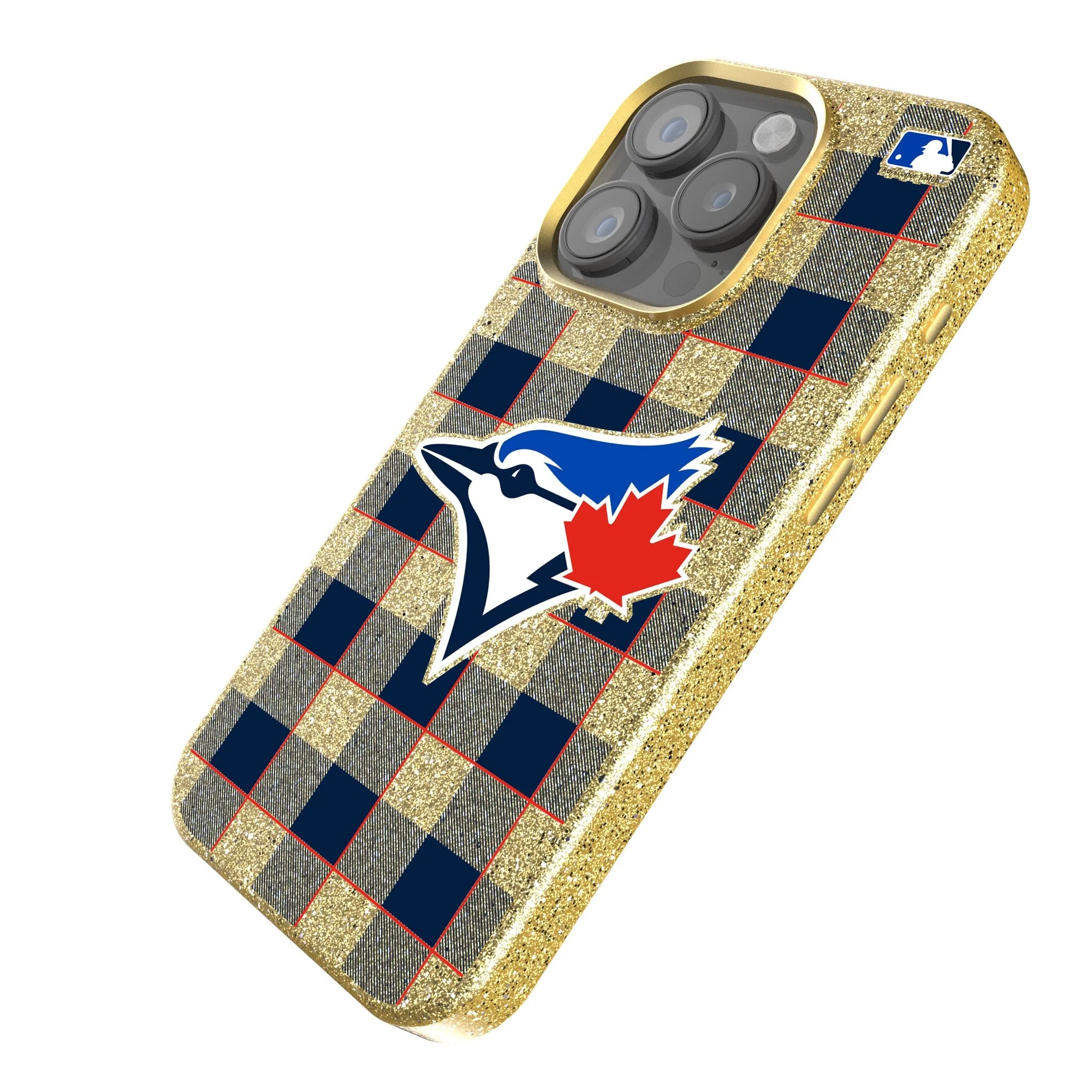 Toronto Blue Jays Plaid Bling Phone Case - Image 2