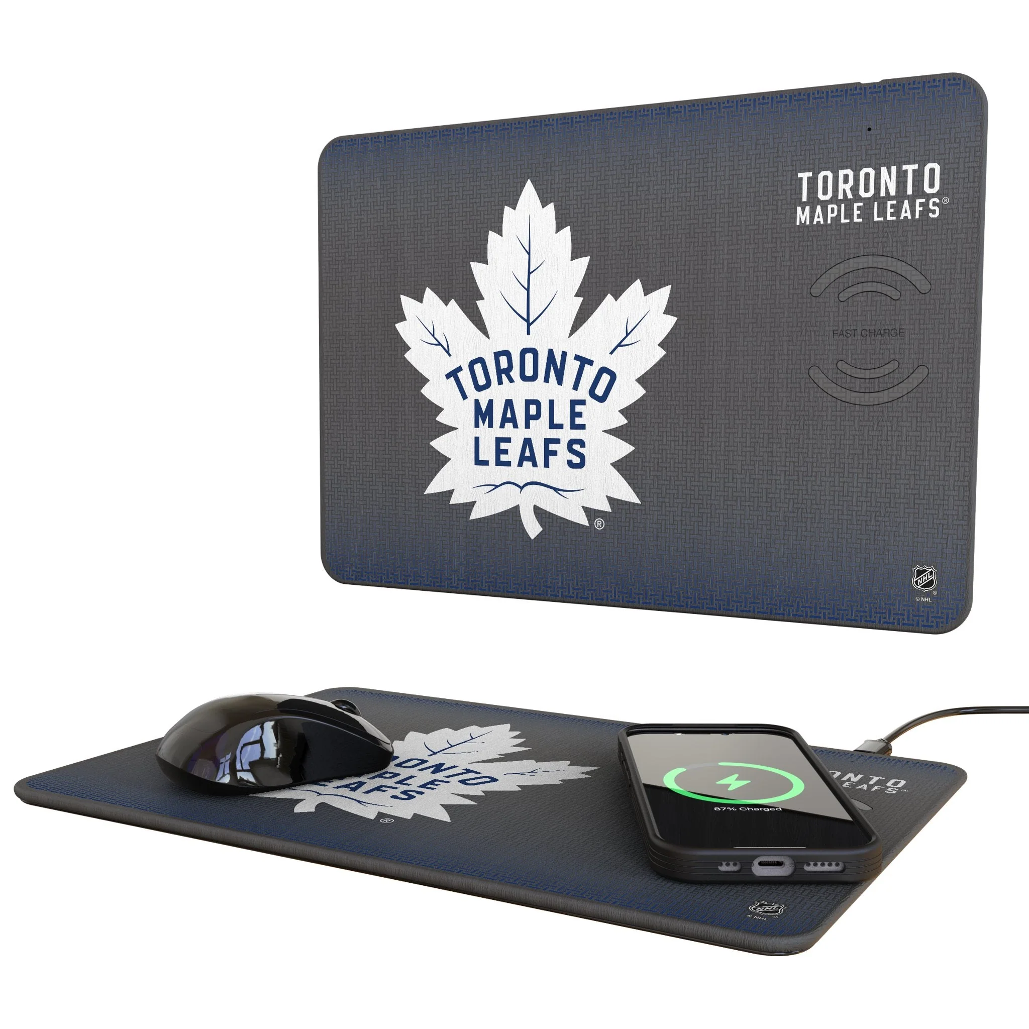 Toronto Maple Leafs Linen 15-Watt Wireless Charger and Mouse Pad