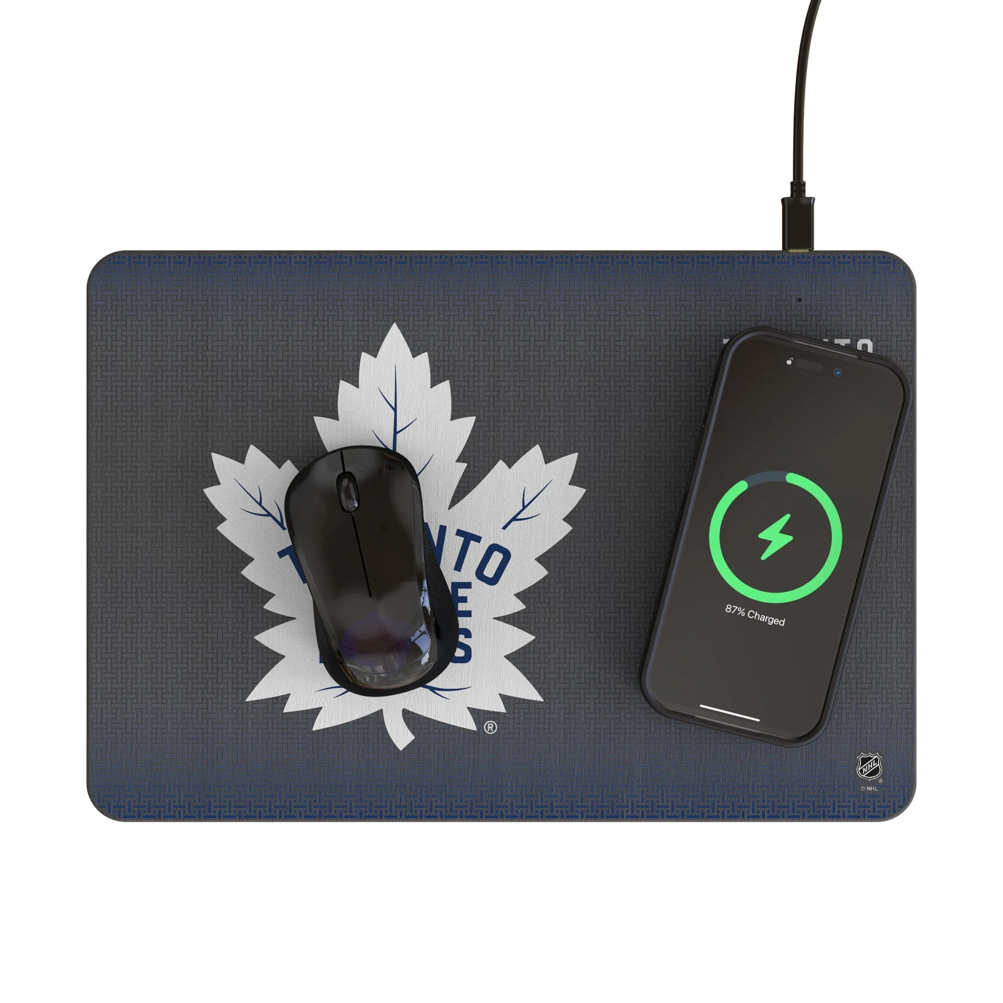 Toronto Maple Leafs Linen 15-Watt Wireless Charger and Mouse Pad - Image 2
