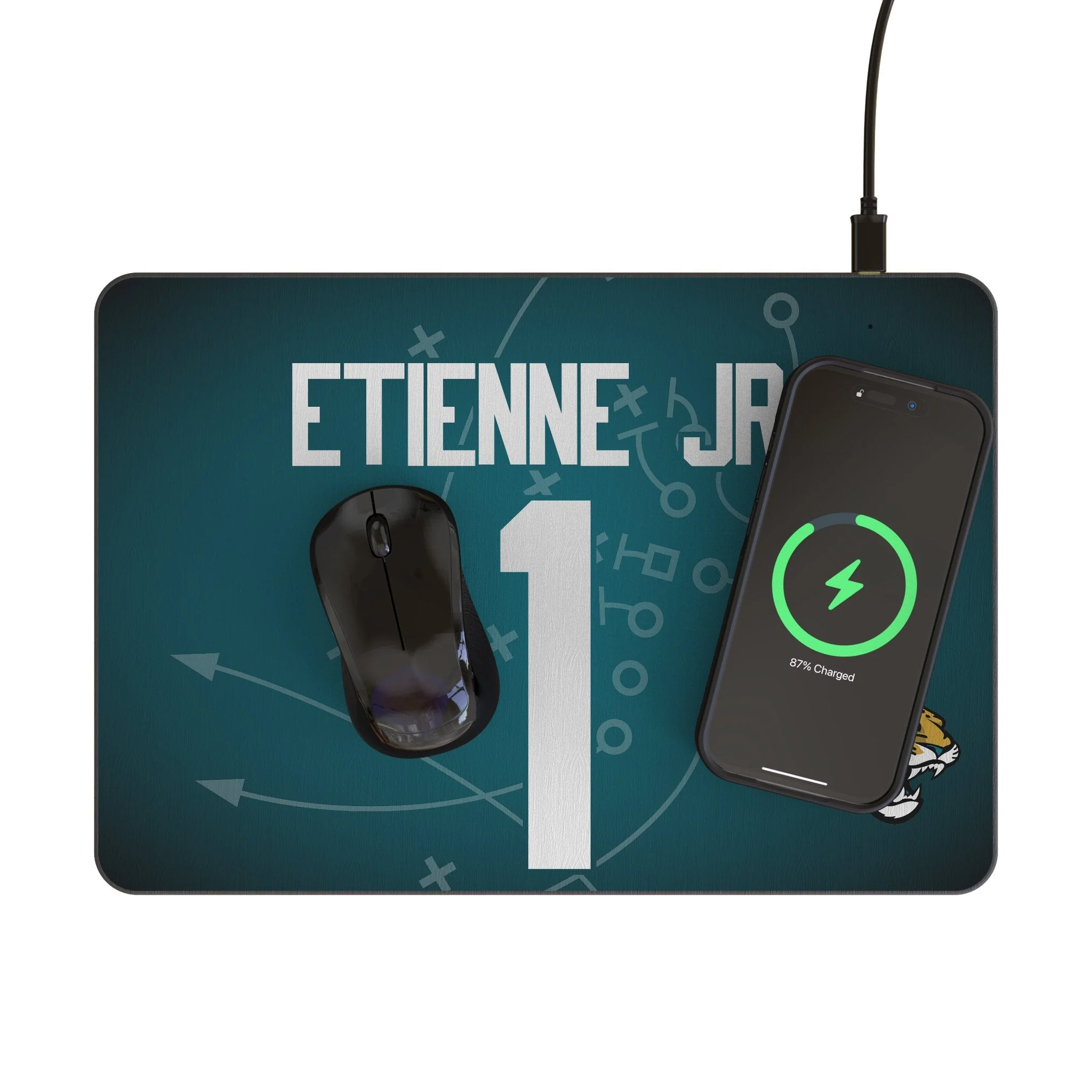 Travis Etienne Jr. Jacksonville Jaguars 1 Game Tactic 15-Watt Wireless Charger and Mouse Pad - Image 2