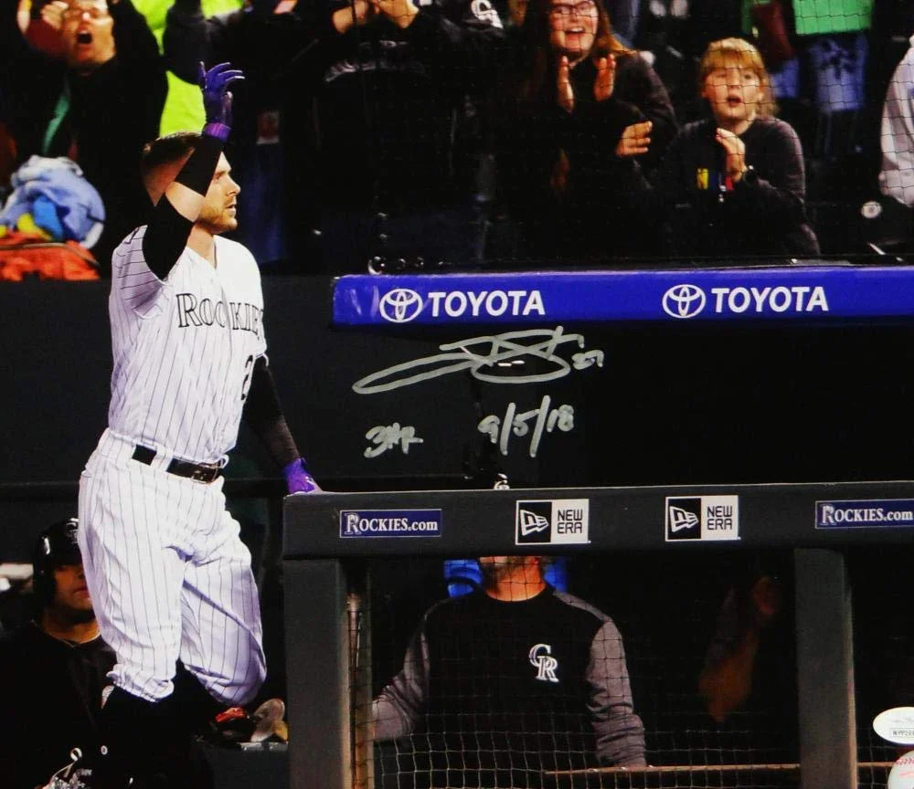 Trevor Story Autographed Colorado Rockies 16x20 Wave to Crowd PF Photo W/HR Insc- JSA W Auth