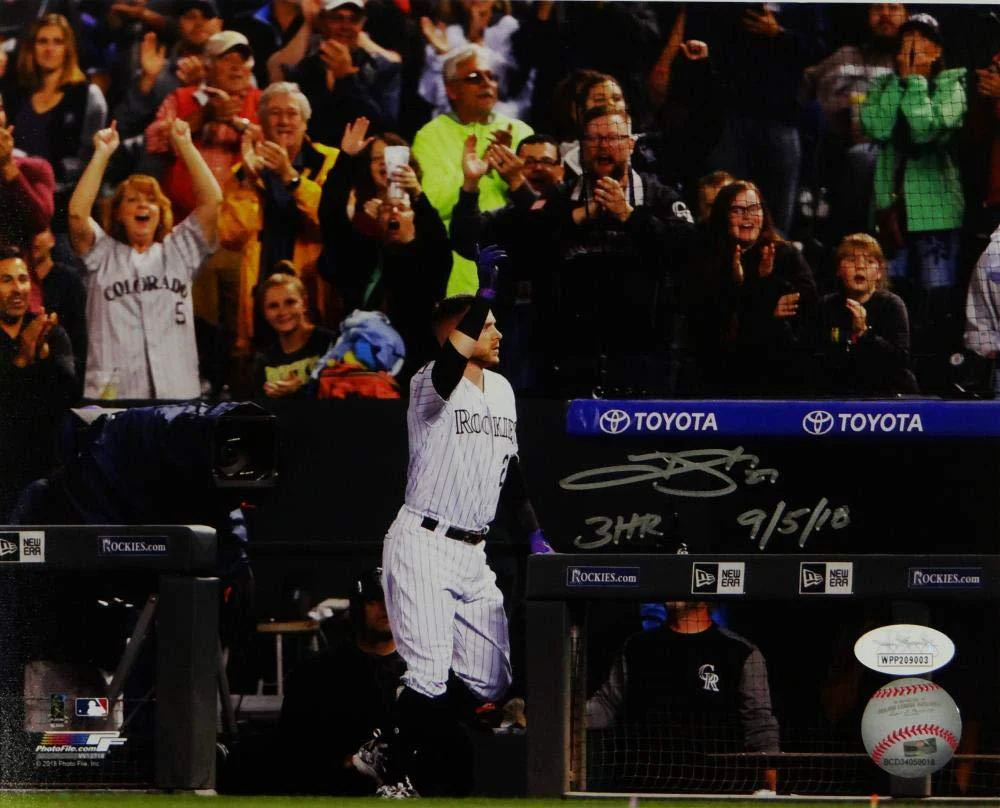 Trevor Story Autographed Colorado Rockies 8x10 Wave to Crowd PF Photo W/HR Insc- JSA W Auth - Image 2