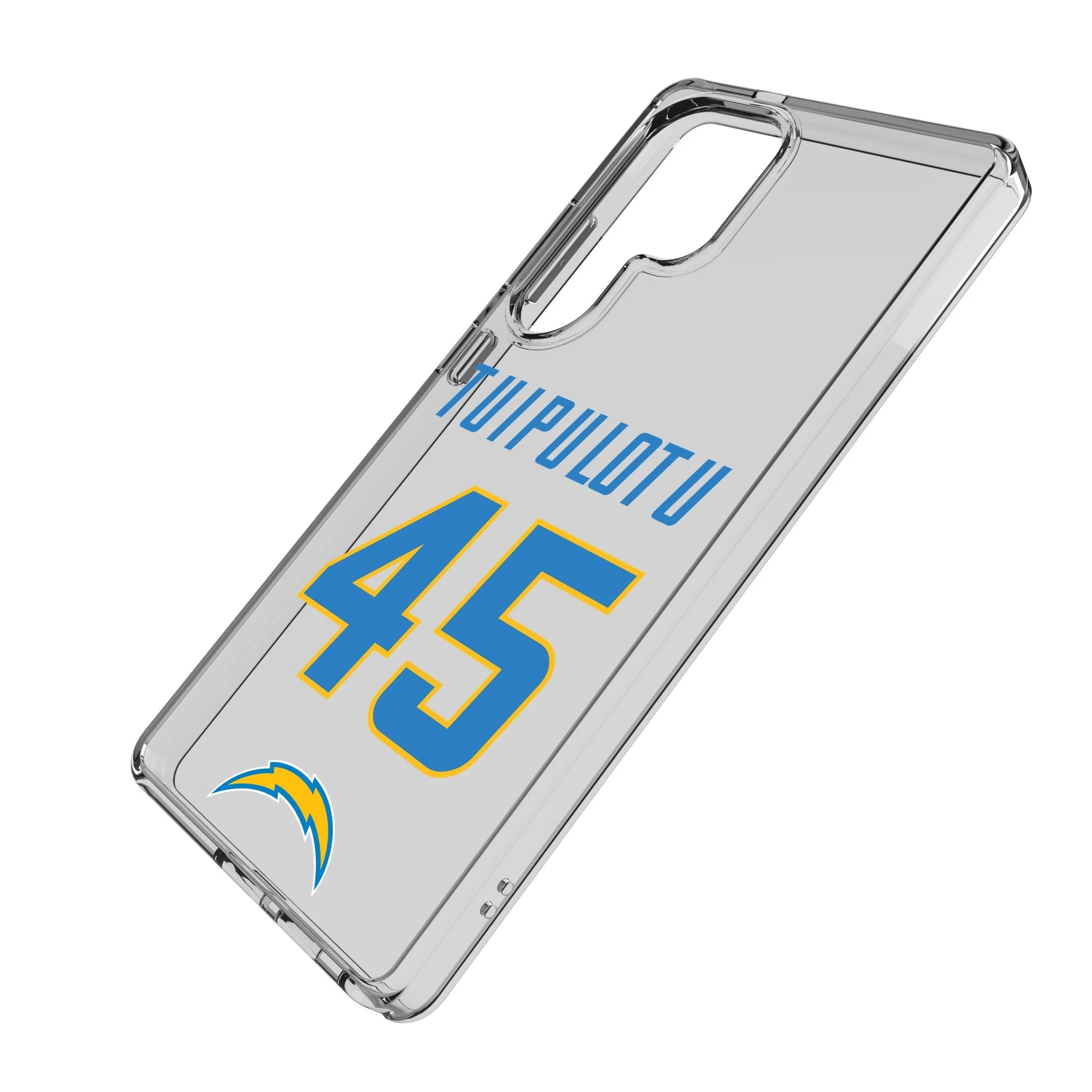 Tuli Tuipulotu Los Angeles Chargers 45 Game Tactic Clear Phone Case for Samsung Galaxy - Image 2