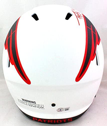 Ty Law Autographed NE Patriots Lunar Speed Full Size Helmet HOF- Beckett W Red - Image 3