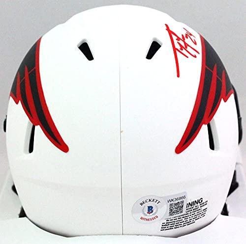 Ty Law Autographed New England Patriots Lunar Speed Mini Helmet- Beckett W Red - Image 2