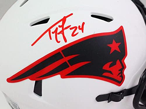 Ty Law Autographed New England Patriots Lunar Speed Mini Helmet- Beckett W Red - Image 3