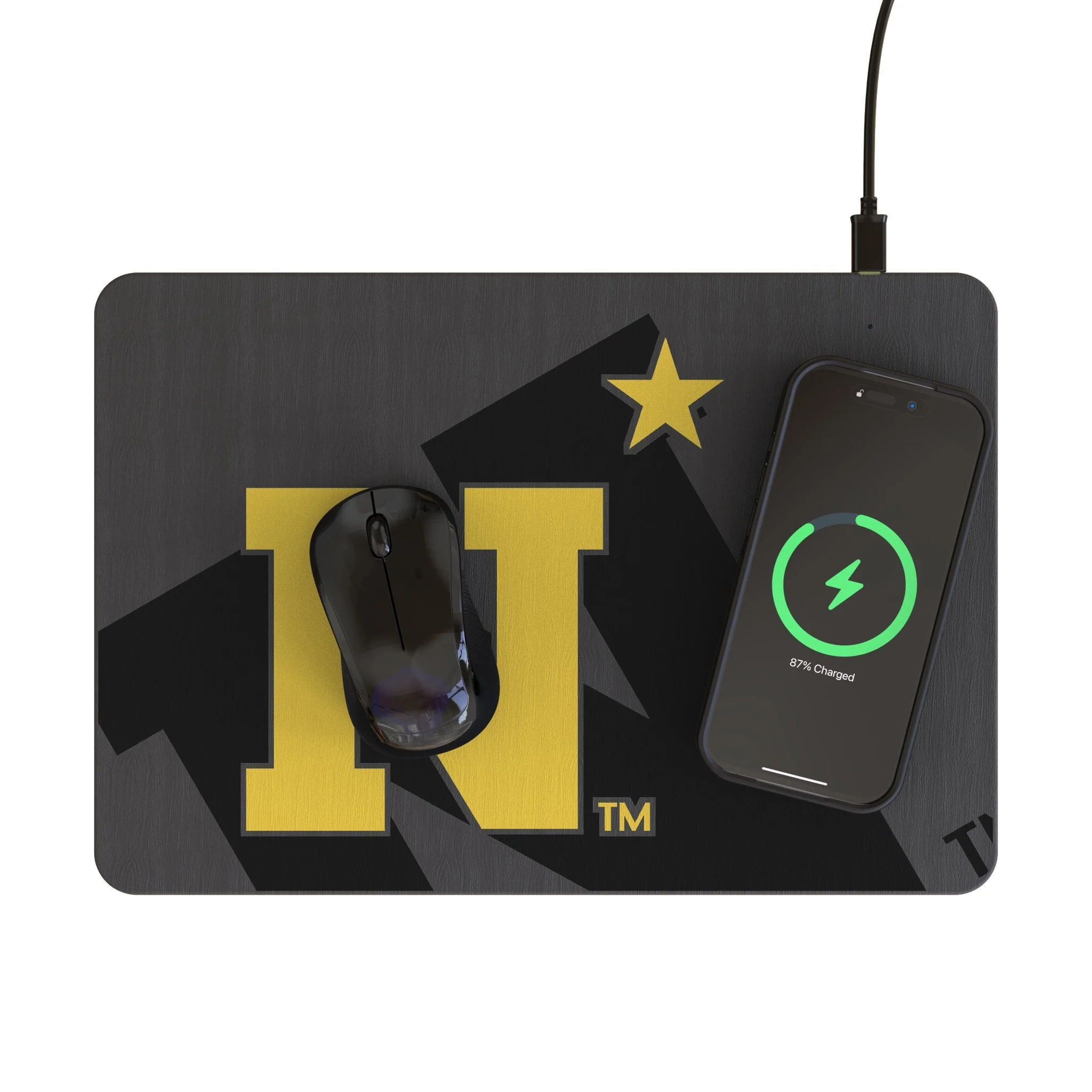 United State Naval Academy Midshipmen Monocolor Tilt 15-Watt Wireless Charger and Mouse Pad - Image 2