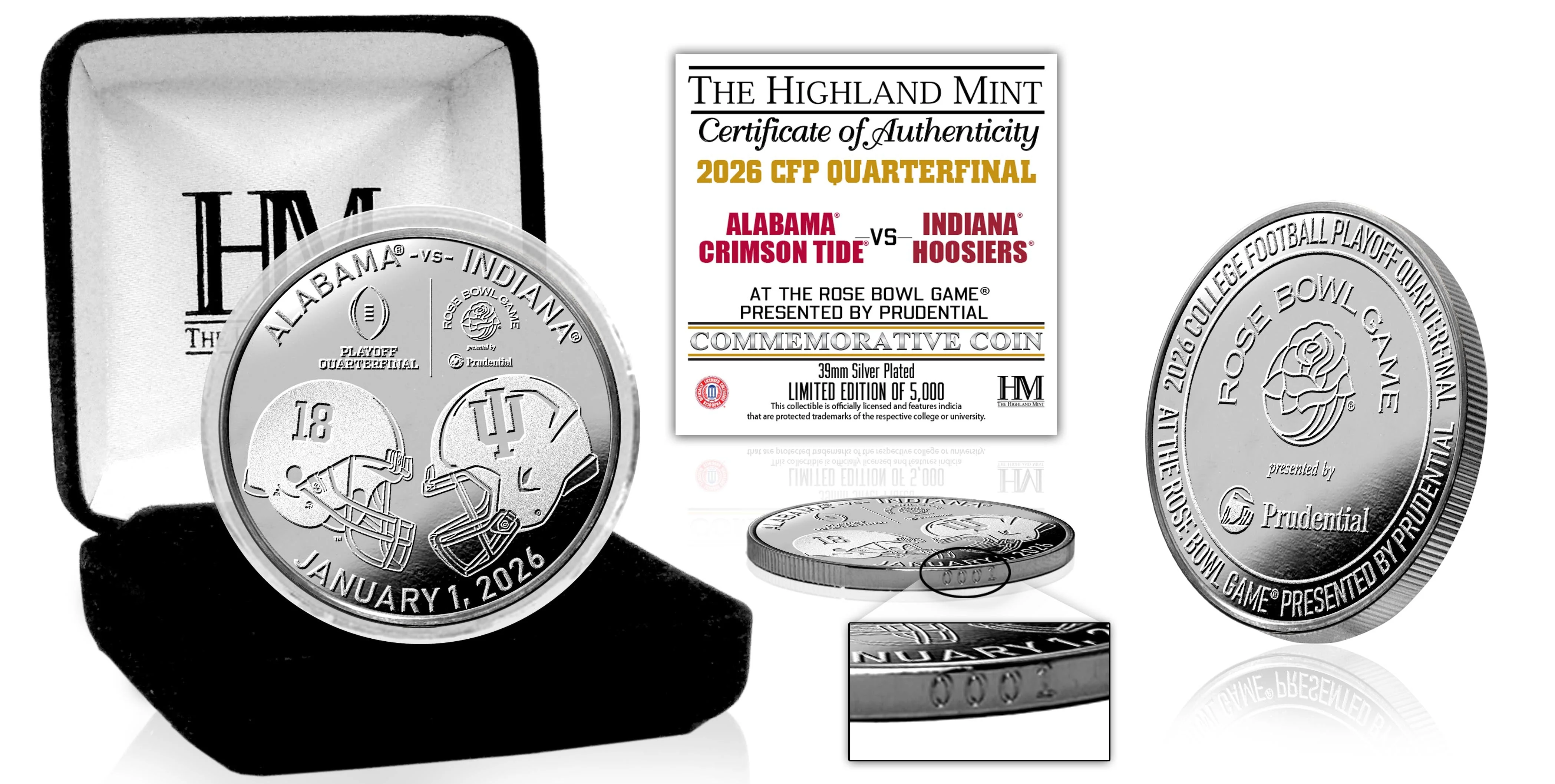 University of Alabama vs. University of Indiana 2025-26 Rose Bowl Silver Plated Coin