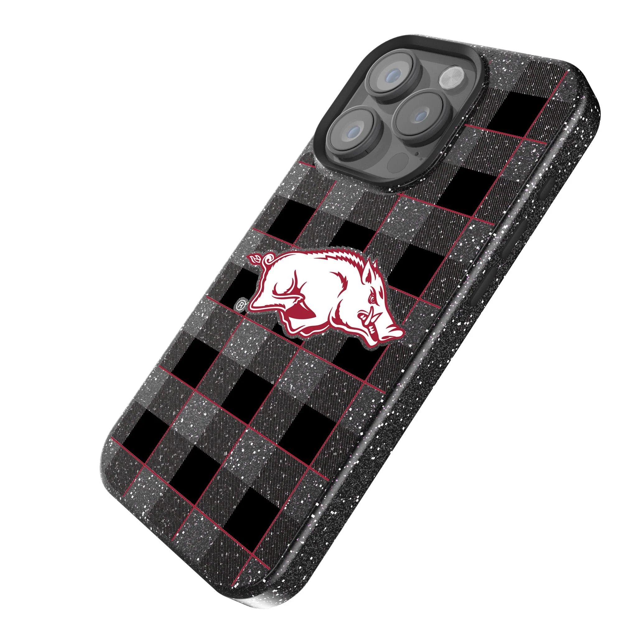University of Arkansas Fayetteville Razorbacks Plaid Bling Phone Case - Image 2