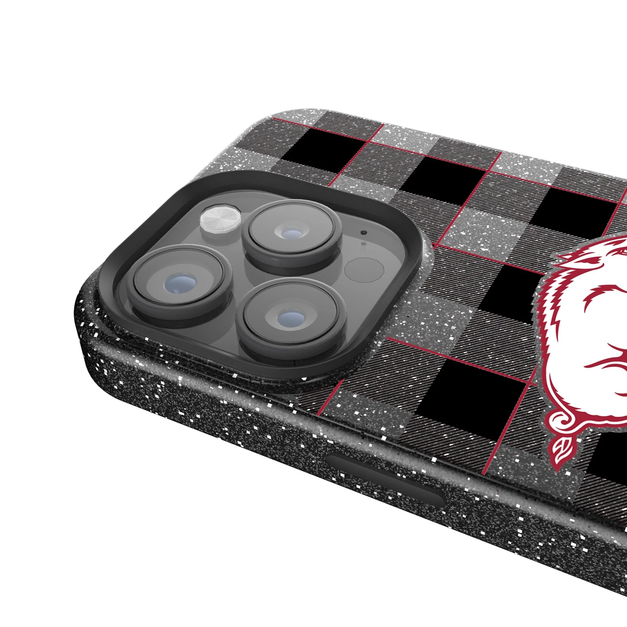 University of Arkansas Fayetteville Razorbacks Plaid Bling Phone Case - Image 4