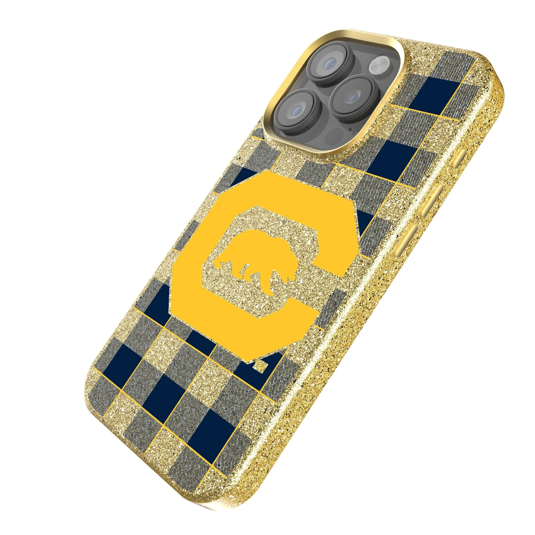University of California Berkeley Golden Bears Plaid Bling Phone Case - Image 2