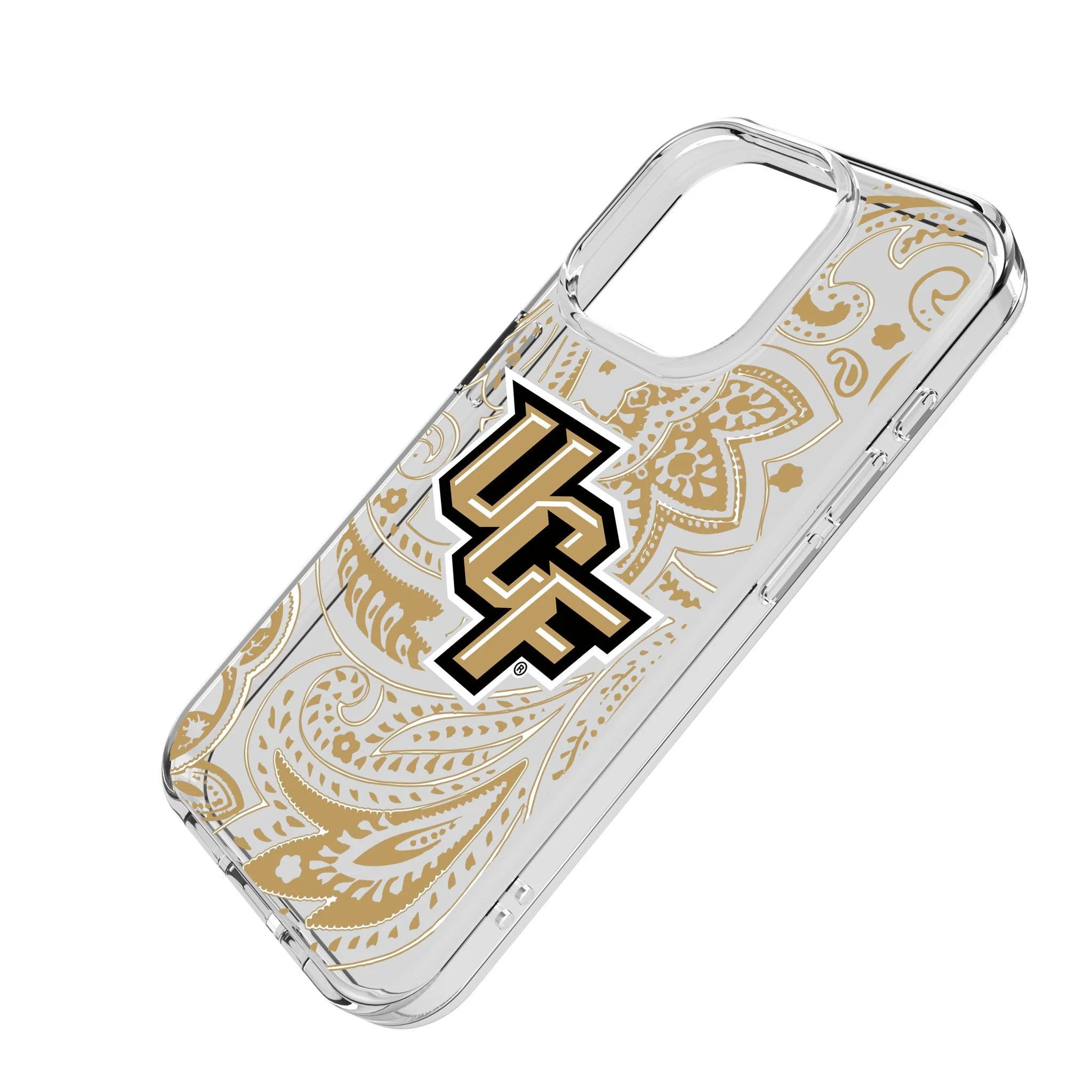 University of Central Florida Golden Knights Paisley Clear Phone Case for Apple iPhone - Image 2