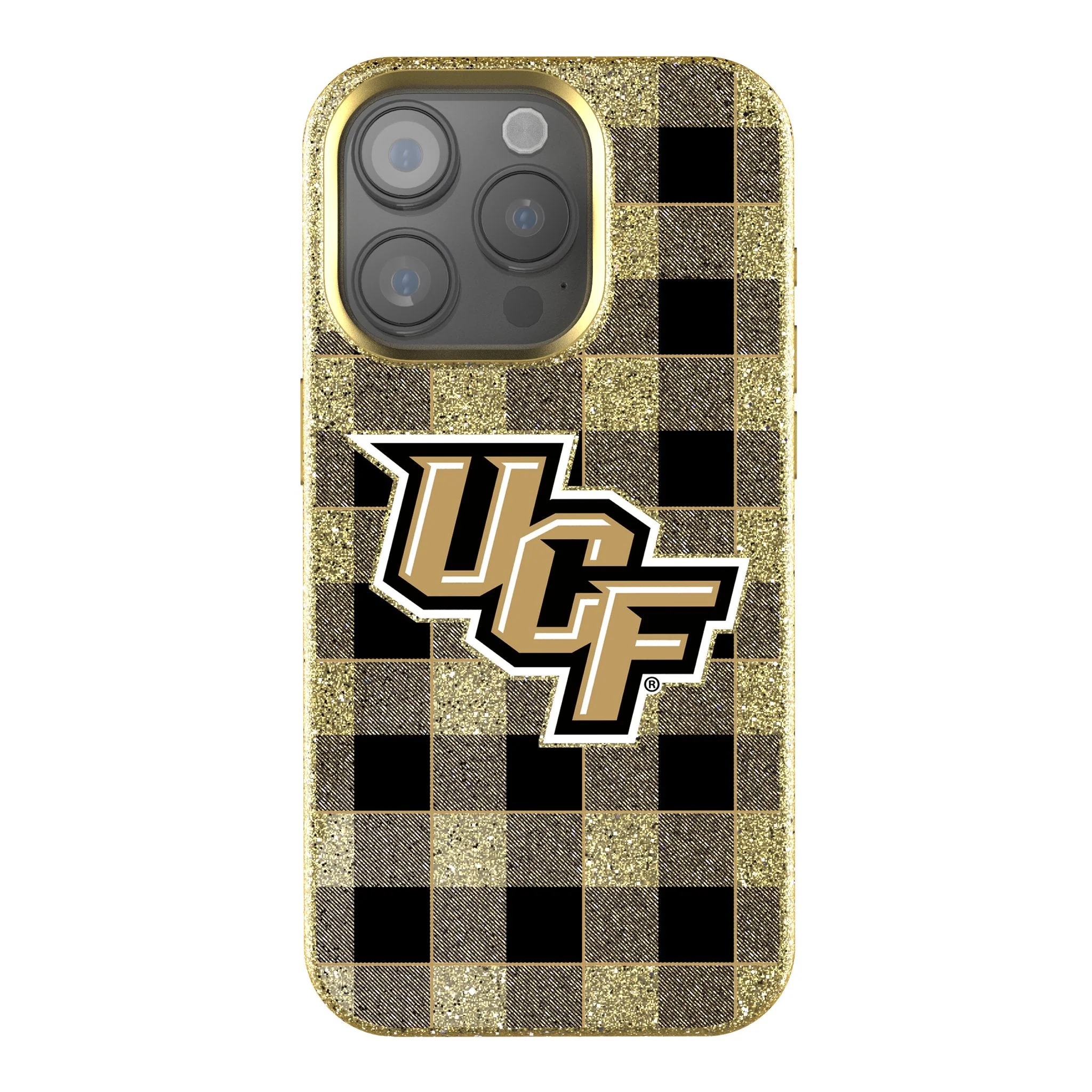 University of Central Florida Golden Knights Plaid Bling Phone Case