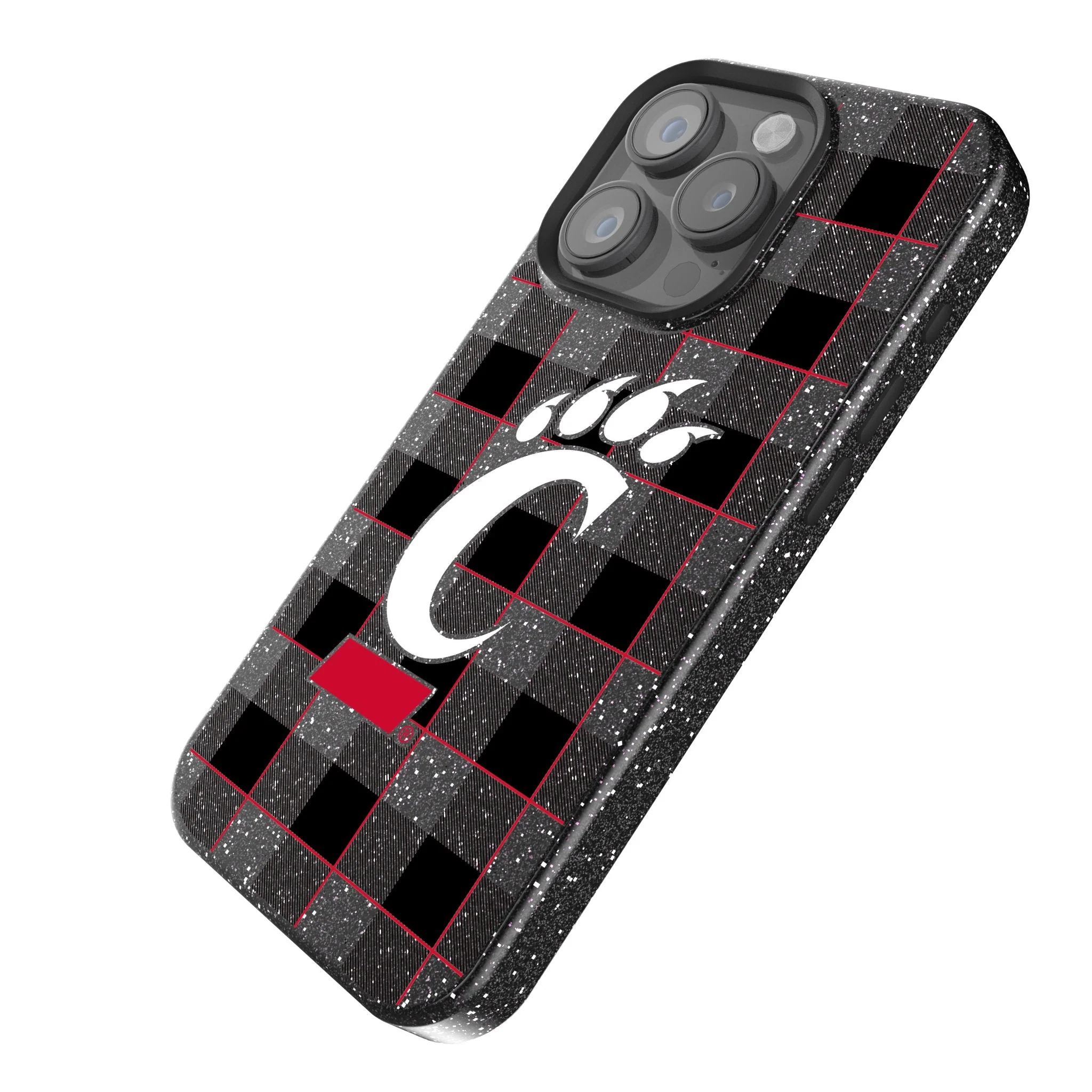 University of Cincinnati Bearcats Plaid Bling Phone Case - Image 2