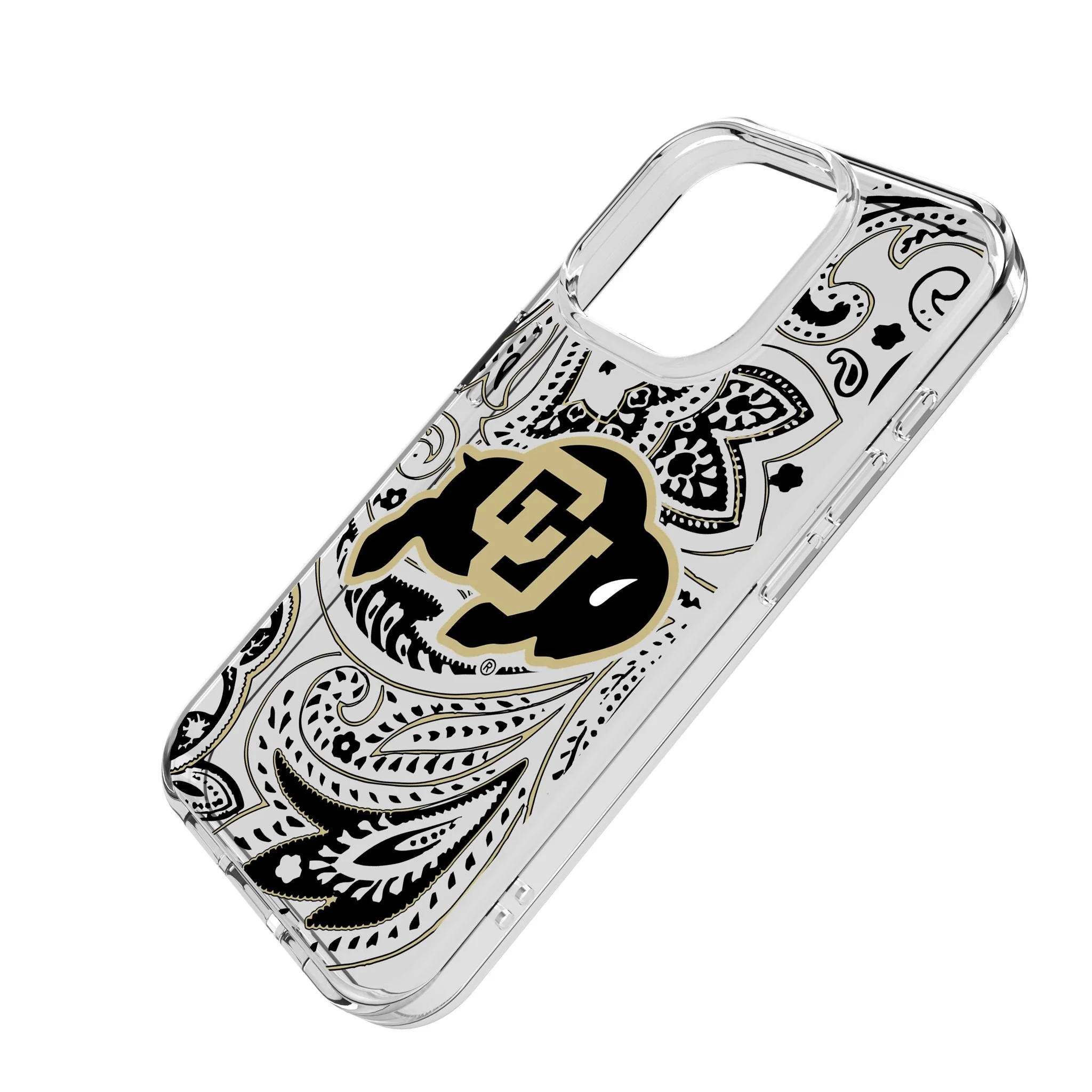 University of Colorado Buffaloes Paisley Clear Phone Case for Apple iPhone - Image 2