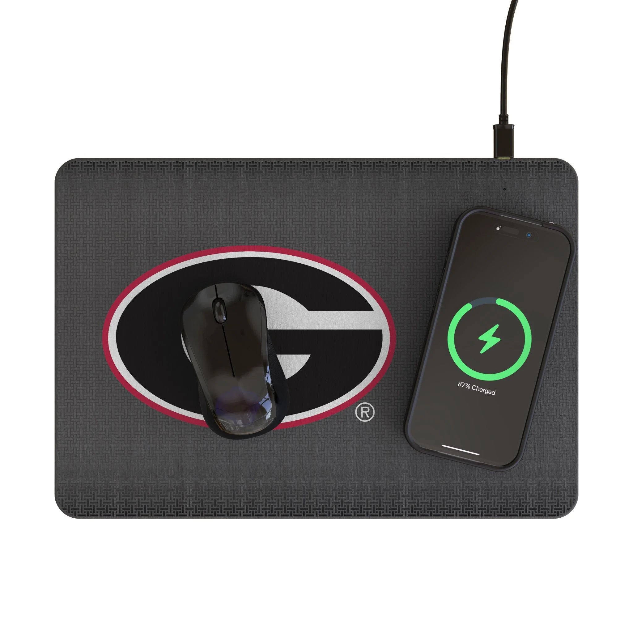 University of Georgia Bulldogs Linen 15-Watt Wireless Charger and Mouse Pad - Image 2