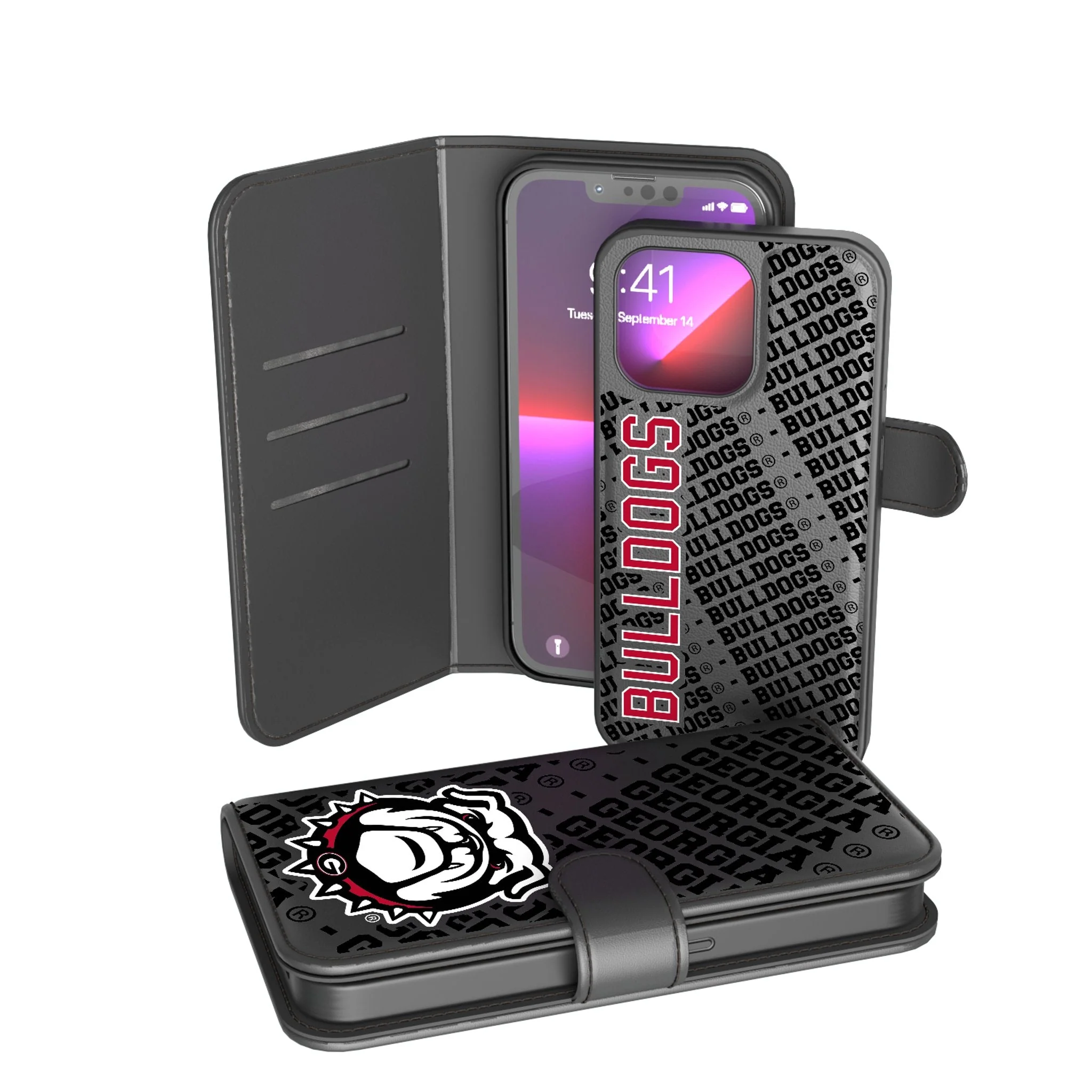University of Georgia Bulldogs Uga Monocolor Tilt Wallet Phone Case for Apple iPhone
