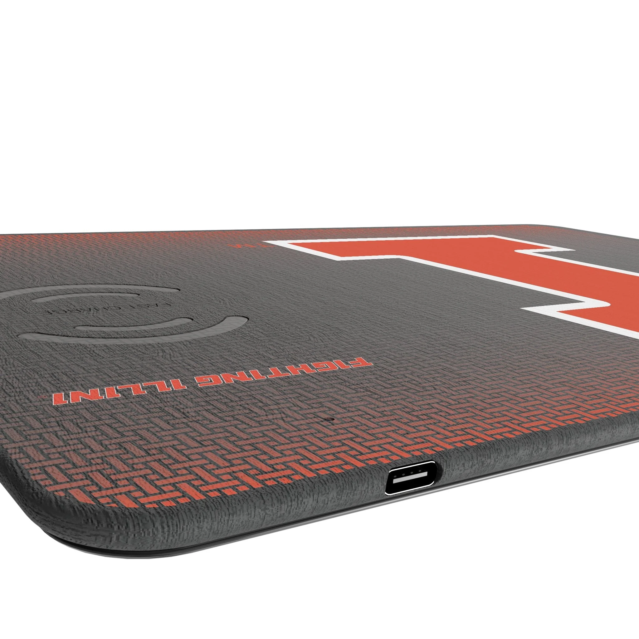 University of Illinois Fighting Illini Linen 15-Watt Wireless Charger and Mouse Pad - Image 3