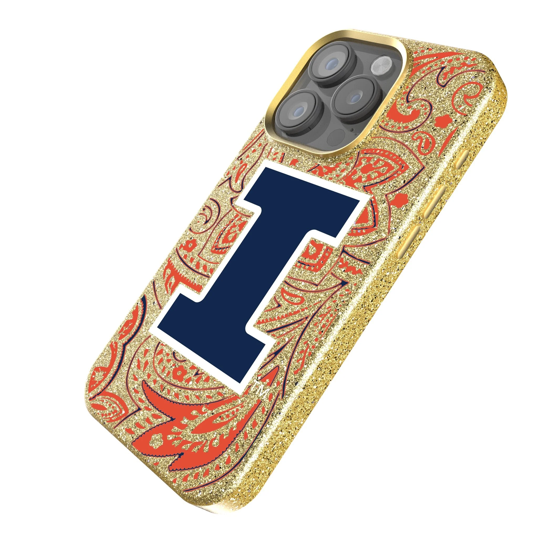 University of Illinois Fighting Illini Paisley Bling Phone Case - Image 2